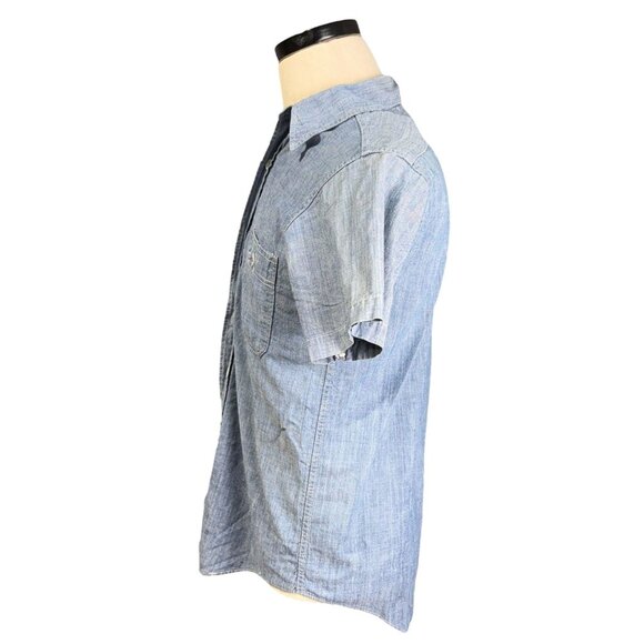 Vintage 60s King Kole Blue Chambray Shirt S/S Button-Up Mens Cotton Medium - Picture 2 of 11
